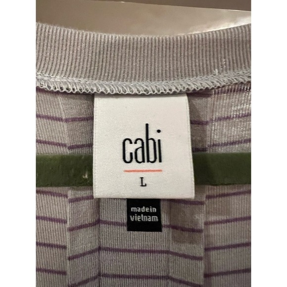 CAbi Lush Horizons 436 Plum Tee long sleeve stripe flowy top size Large NWT - Picture 4 of 4